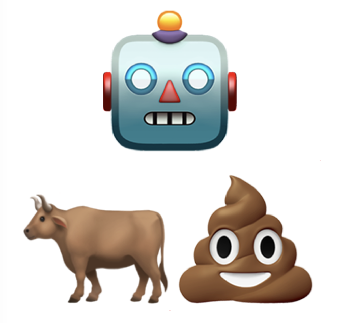 image of the following emoji: 🤖 🐂💩